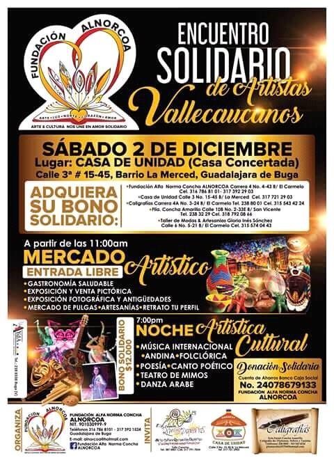 La Fundación ALNORCOA invita en Buga al primer Encuentro Solidario de Artistas Vallecaucanos