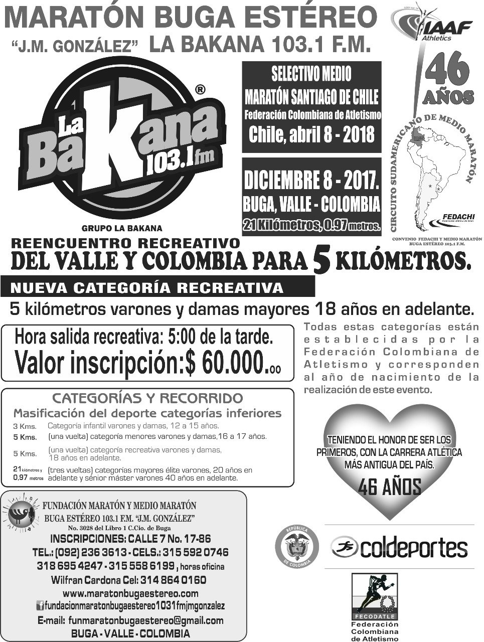 Maratón Buga Estéreo "JM González La Bakana 103.F.M."lista para su arranque