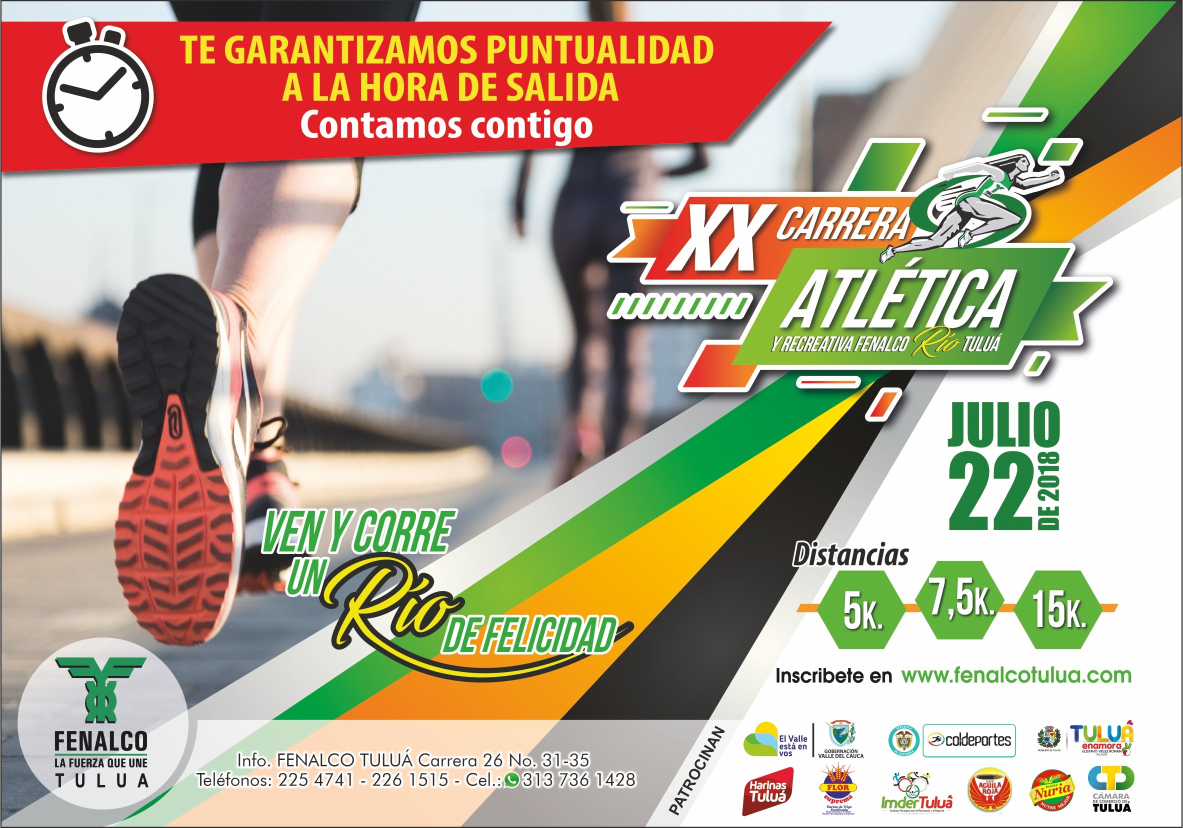 En marcha XX Carrera Atlética y Recreativa Fenalco Rio Tuluá julio 22 del 2018