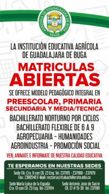 Con Matriculatón  Institución Educativa Agrícola  de Guadalajara de Buga  abre las puertas a sus estudiantes