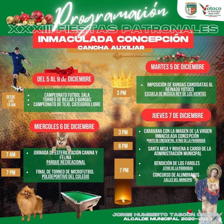 PROGRAMACIÓN OFICIAL DE LAS FIESTAS PATRONALES DE YOTOCO