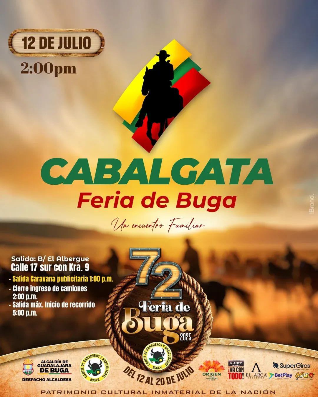 CABALGATA BUGA 2025 FERIA EXPOSICIÓN NACIONAL NACIONAL AGROPECUARIA EDICIÓN 72