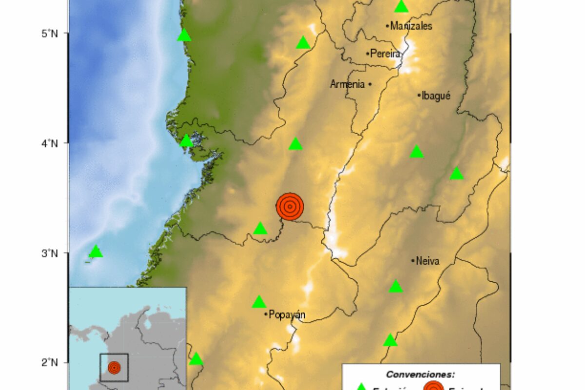Temblor en Colombia con epicentro en Candelaria-Valle del Cauca