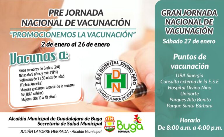 En Buga primera jornada nacional de vacunación sábado 27 de enero