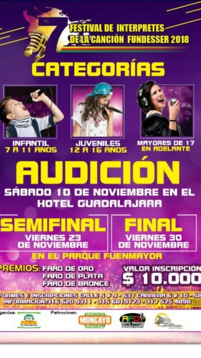 Gran final del Séptimo Festival de la Canción Fundesser este viernes 30 de noviembre en Buga Gran final del Séptimo Festival de la Canción Fundesser este viernes 30 de noviembre en Buga