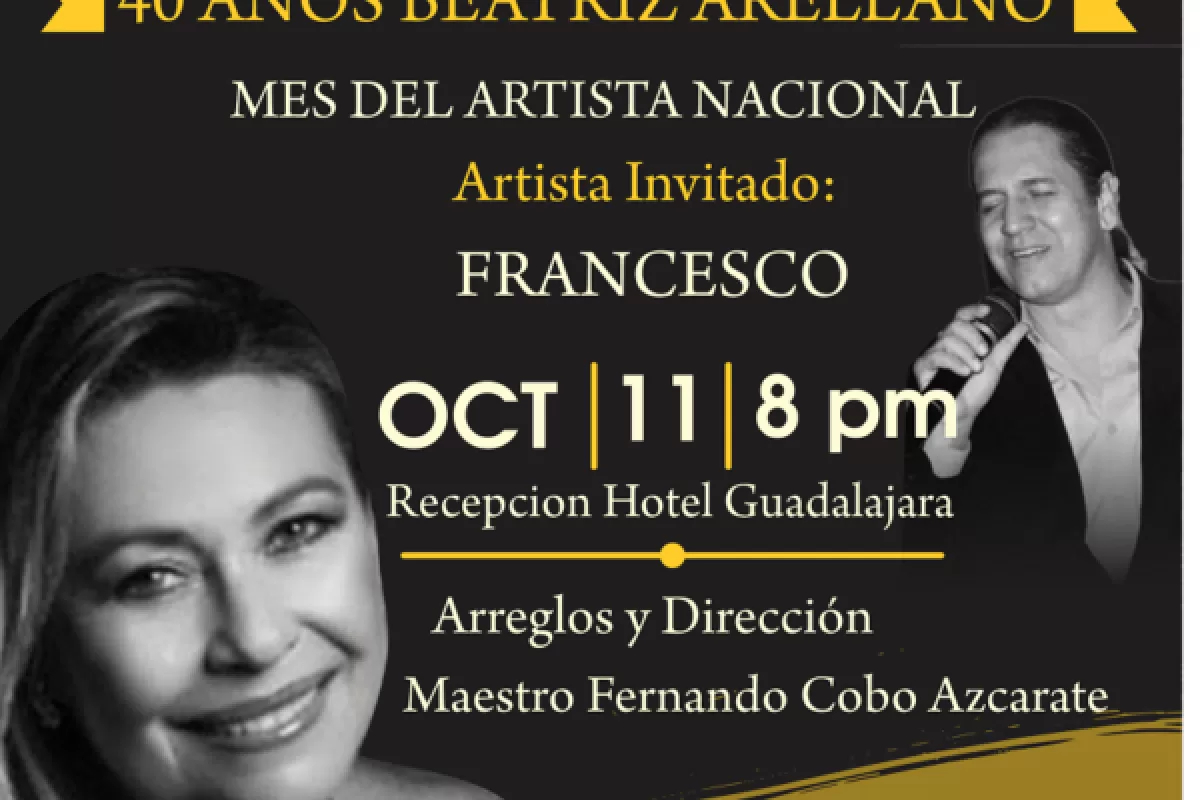 Travesía 40 años Beatriz Arellano este 11 de Octubre en el Hotel Guadalajara de Buga