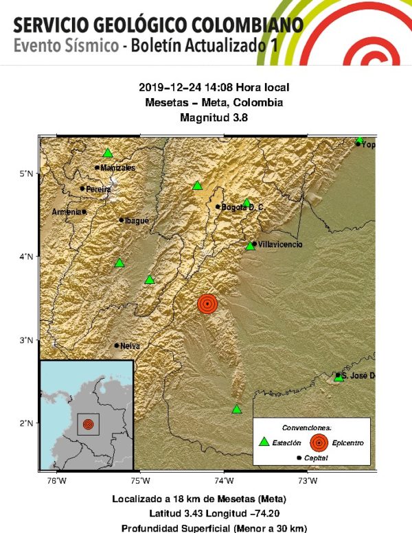 Tembló en el centro de Colombia Temblor