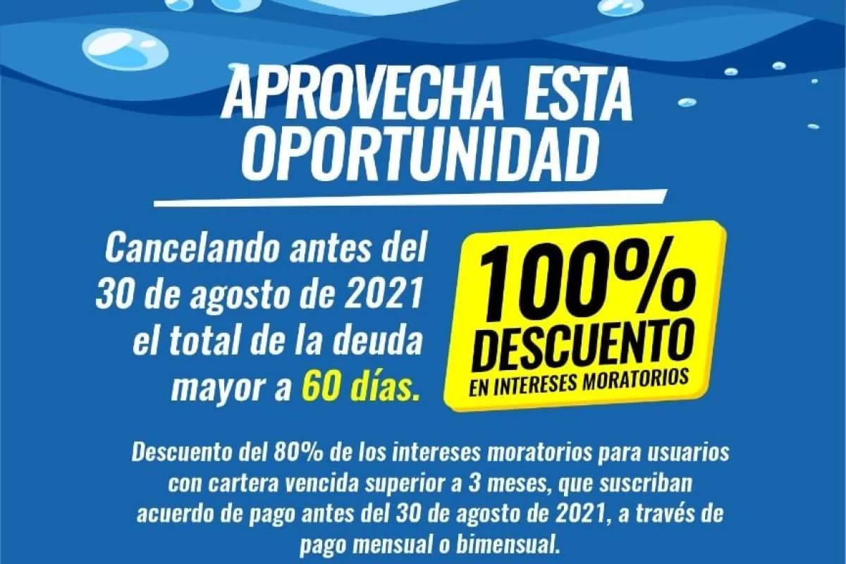 Descuento y acuerdos de pago para usuarios de Aguas de Buga S.A. E.S.P., con cartera vencida Descuento y acuerdos de pago para usuarios de Aguas de Buga S.A. E.S.P., con cartera vencida