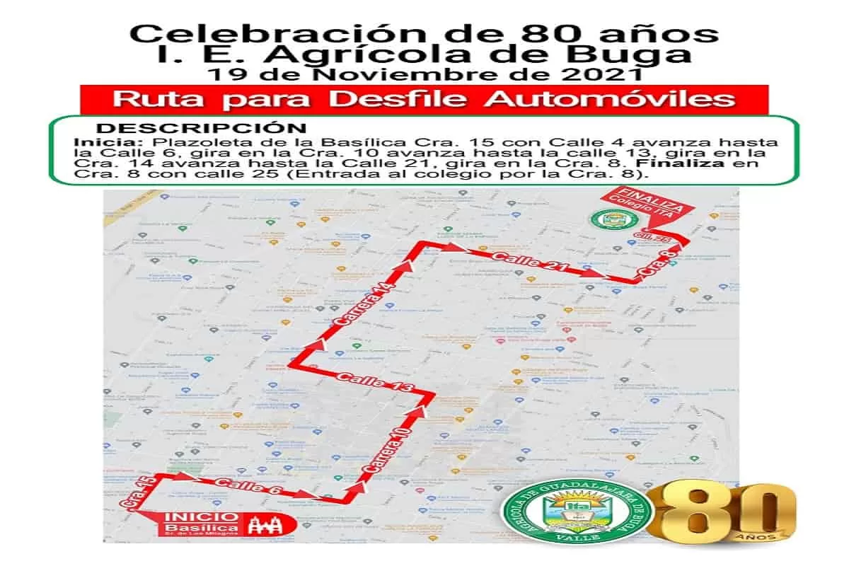 Desfile da inicio a celebración de 80 años de la Institución Educativa Agrícola ITA de Buga