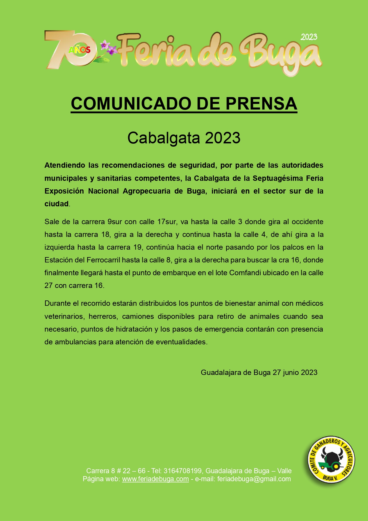 RECORRIDO DE LA CABALGATA EN LA FERIA DE BUGA 2023 RECORRIDO DE LA CABALGATA EN LA FERIA DE BUGA 2023