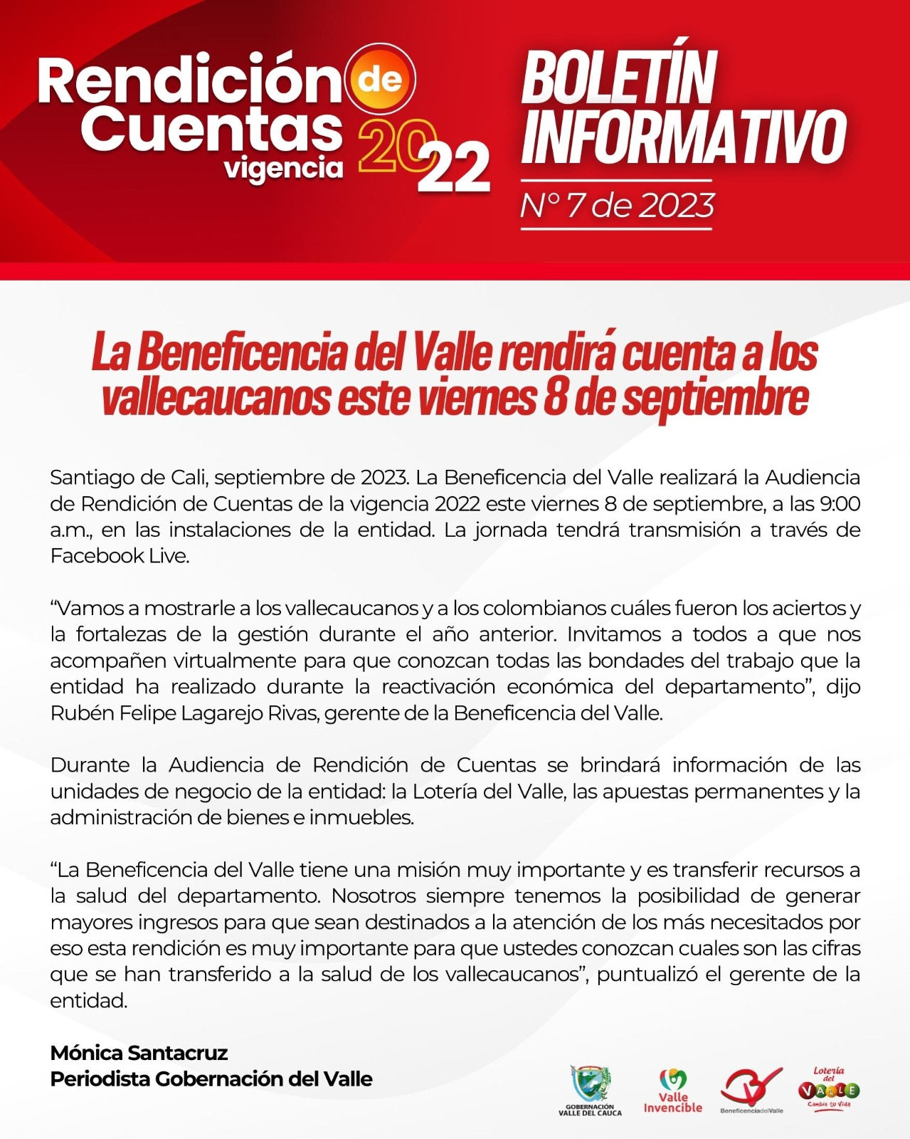 Lotería del Valle Rendición de Cuentas 2022 Lotería del Valle Rendición de Cuentas 2022