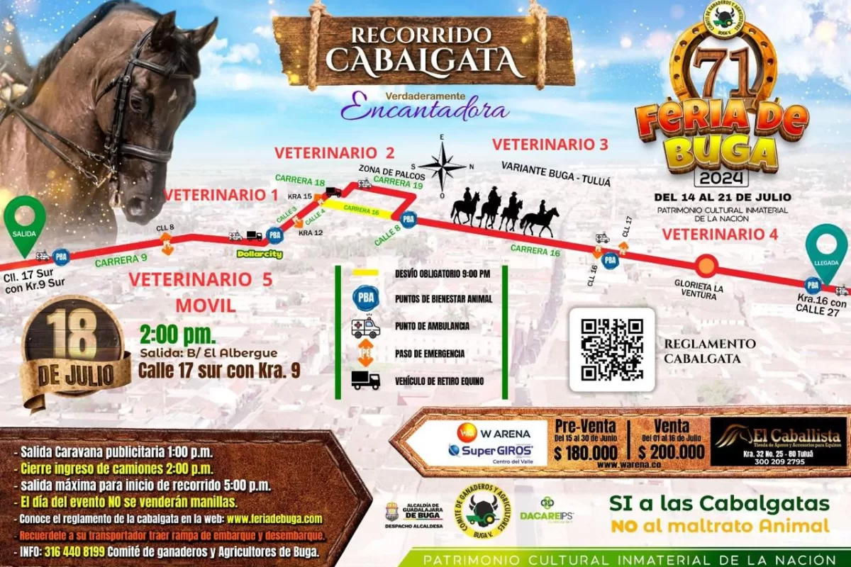 RECORRIDO DE LA CABALGATA EN LA FERIA DE BUGA 2024