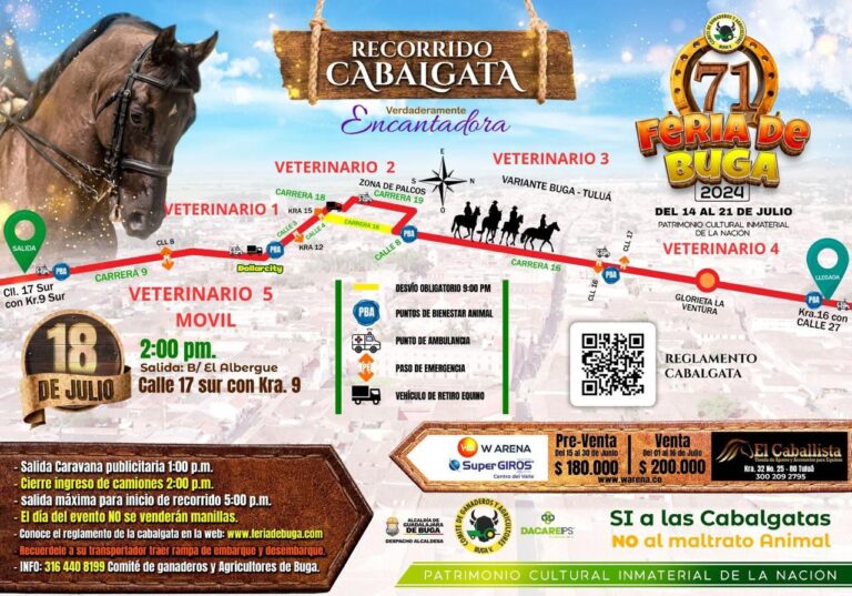 RECORRIDO DE LA CABALGATA EN LA FERIA DE BUGA 2024 RECORRIDO DE LA CABALGATA EN LA FERIA DE BUGA 2024