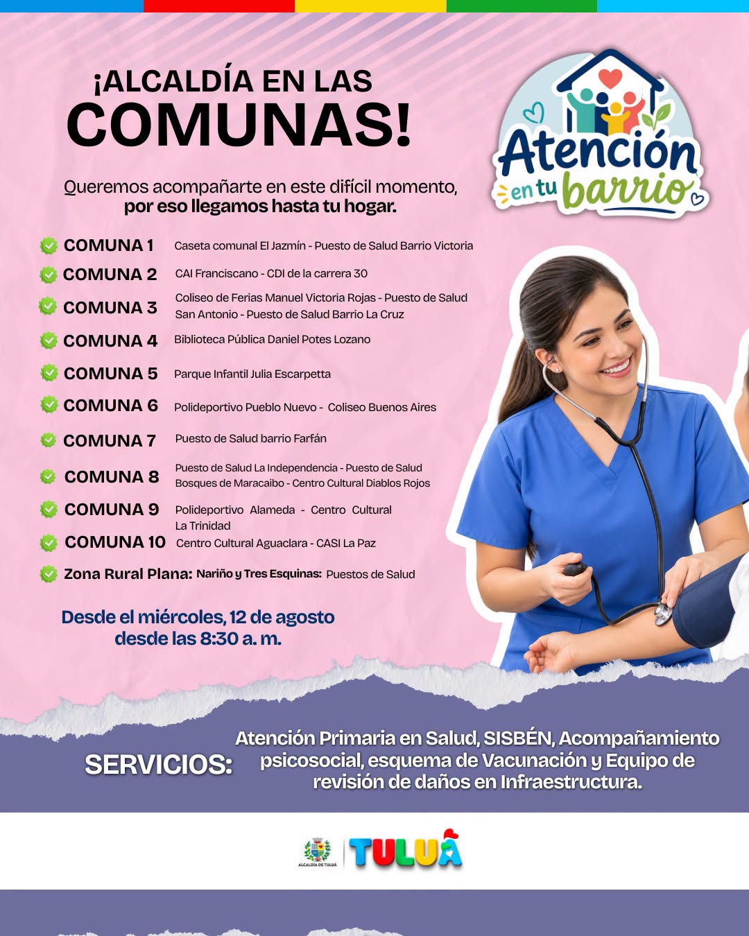 Alcaldía descentraliza la atención y habilita 22 puntos fijos en las 10 comunas de Tuluá Alcaldía descentraliza la atención y habilita 22 puntos fijos en las 10 comunas de Tuluá